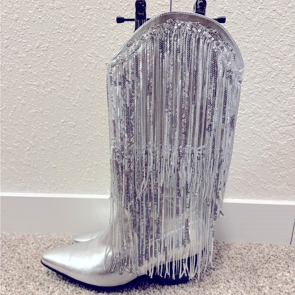 Silver Fringe Cowboy Boots + Jacket